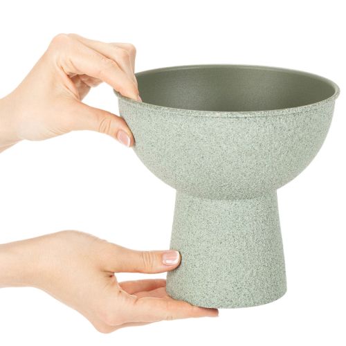 Pflanzschale aus Metall mit hohem Fuß, rund, 18 cm, hellgrün | Floristik24.at