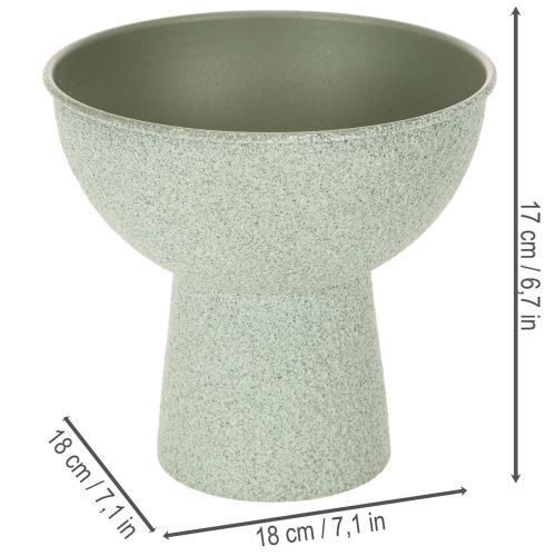 Pflanzschale aus Metall mit hohem Fuß, rund, 18 cm, hellgrün | Floristik24.at