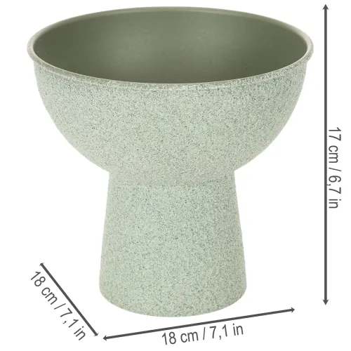 Pflanzschale aus Metall mit hohem Fuß, rund, 18 cm, hellgrün | Floristik24.at