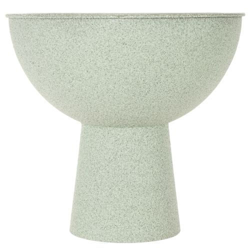 Dekoschale mit Standfuß für Pflanzen 25 cm, Metall, grau-grüne Granitoptik | Floristik24.at