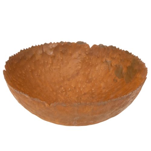 Runde Metallschale 20 cm Rostoptik strukturierte Oberfläche