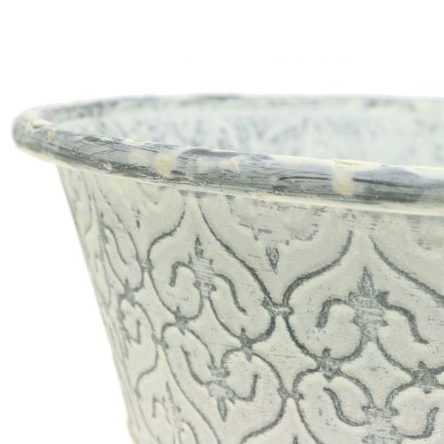 Floristik24 Zinkschale mit Dekor Crème gewaschen Ø35,5cm H9cm