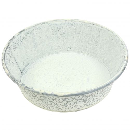Floristik24 Zinkschale mit Dekor Crème gewaschen Ø35,5cm H9cm