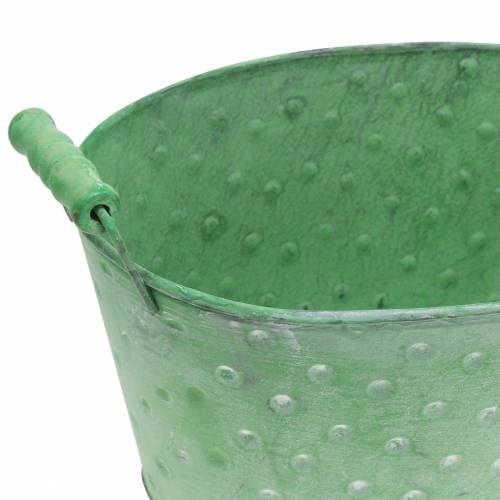 Floristik24 Deko-Schale Pflanzgefäß Metall Grün oval 25,5x18,5cm H13cm