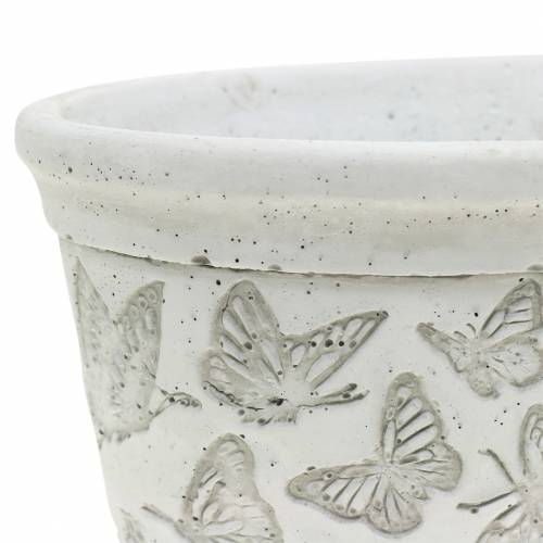 Floristik24 Pflanztopf Schale Weiß mit Schmetterlingen 21cm x 14cm H9,5cm 2St