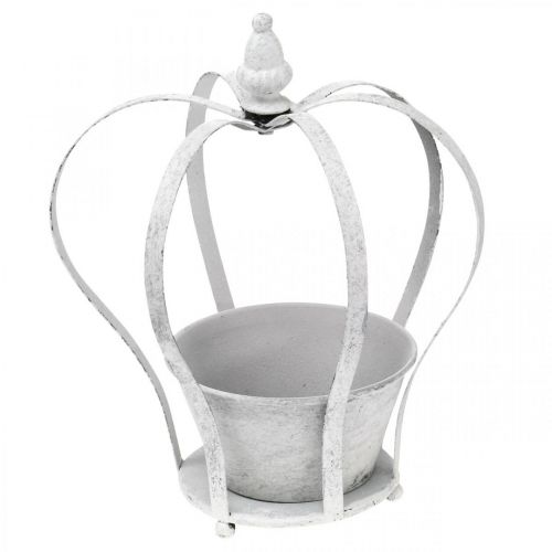 Floristik24 Deko Kronze zum Bepflanzen, Shabby Chic, Krone aus Metall, Gartendeko Weiß gewaschen 2er-Set