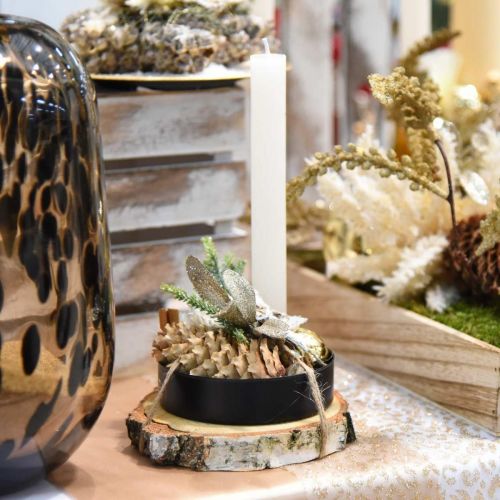 Floristik24 Deko Schale mit Kerzenhalter Schwarz Metall Ø10,5cm 4St