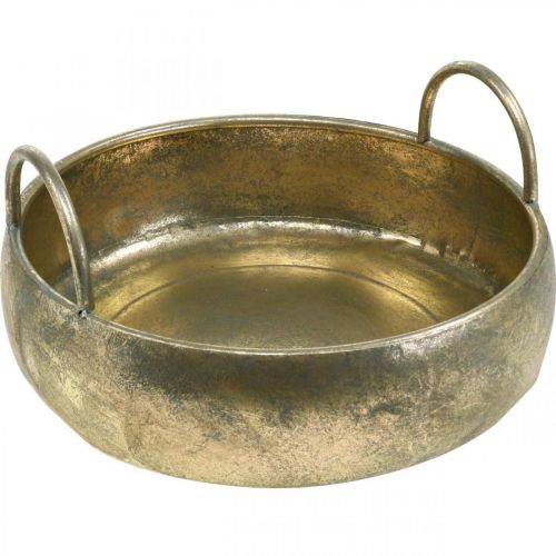 Deko Schale Antik-Look mit Griffen Golden Metall Ø31cm