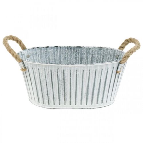 Floristik24 Pflanzgefäß mit Henkeln, Blumenschale aus Metall, Deko-Schale zum Bepflanzen L28cm