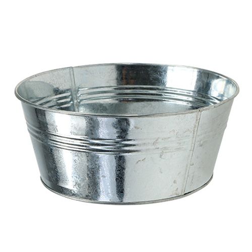 Floristik24 Blechschale rund Silber glänzend Ø22cm H9,5cm 6St