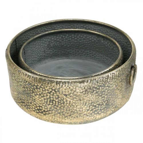 Artikel Deko-Schale Antik Look Metall Übertopf Golden Ø37/31cm 2er-Set