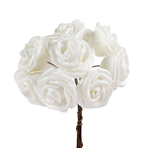 Floristik24 Schaumrosen Weiß mit Perlmutt Ø2,5cm 120 St