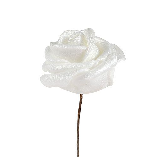 Floristik24 Schaumrosen Weiß mit Perlmutt Ø2,5cm 120 St