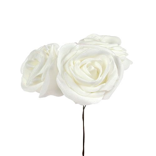 Schaumrosen Weiß mit Perlmutt Ø6cm 24St