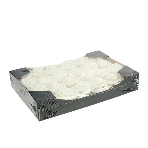 Floristik24 Schaumrosen Weiß mit Perlmutt Ø6cm 24 St