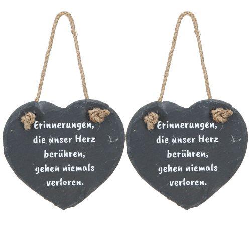Artikel Schieferherz Anhänger mit Trauerspruch 16x15cm 2St