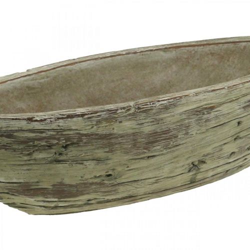 Floristik24 Pflanzschale oval Keramik Holz Look Hellbraun 37×11,5cm H10cm
