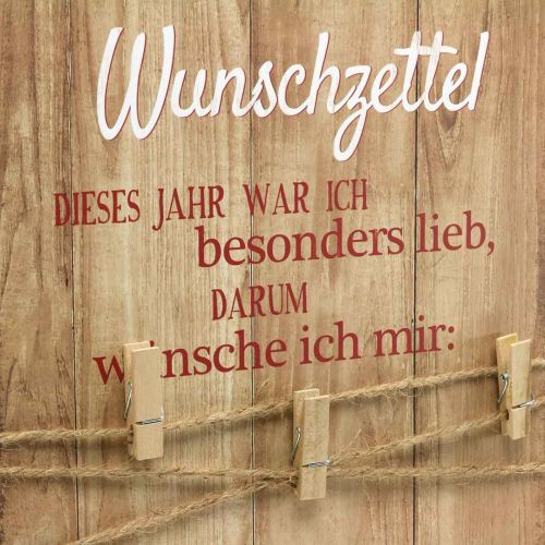 Artikel Dekoschild Wunschzettel mit Klammern Schild zum Aufhängen 27×40cm