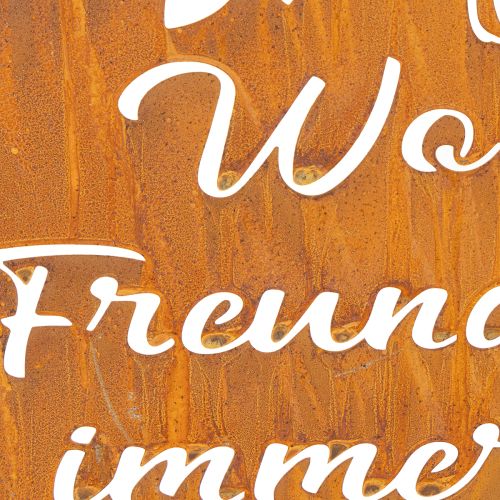 Schild aus Metall mit Spruch, Edelrost, Rund, 30×40cm, Vögel-Motiv | Floristik24.at