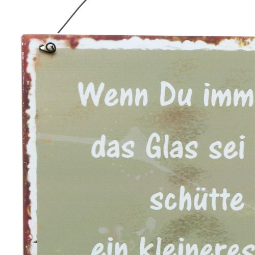 Floristik24 Schild zum Aufhängen „Glas“ 25cm x 25cm 3St