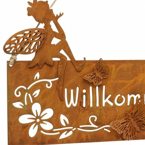 Artikel Schild "Willkommen" Metall Rost 25×15,5cm 2St