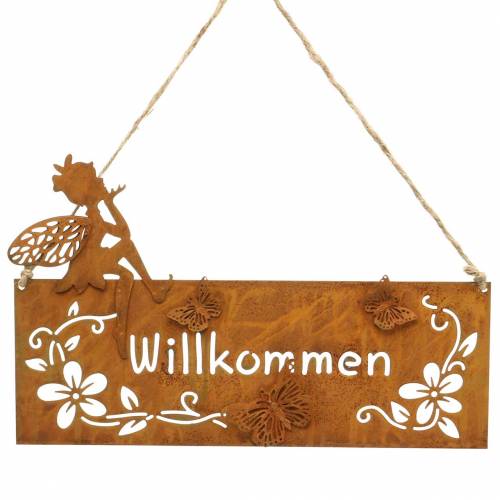 Artikel Schild "Willkommen" Metall Rost 25×15,5cm 2St