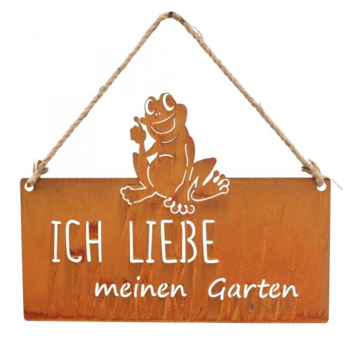 Artikel Schild mit Spruch Frosch Metallschild Garten Edelrost 38cm