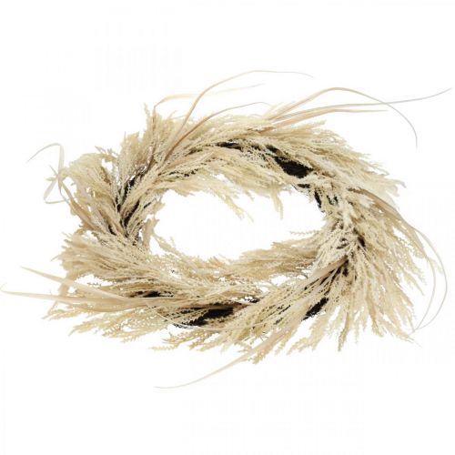 Floristik24 Deko Kranz Pampasgras und Schilf künstlich Creme 70cm