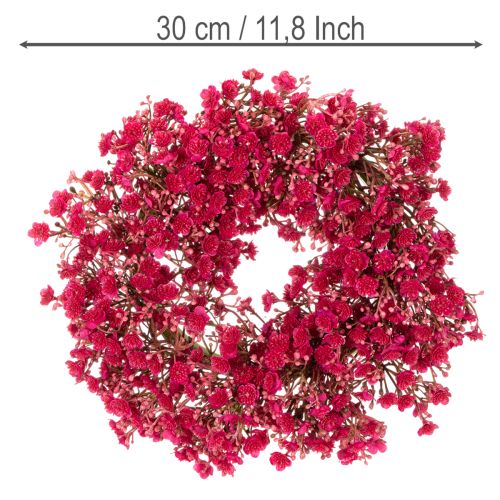 Blumenkranz aus künstlichem Schleierkraut, Pink-Rot, 30 cm, Innenraumdekoration | Floristik24.at