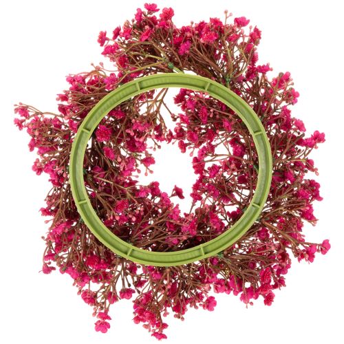 Blumenkranz aus künstlichem Schleierkraut, Pink-Rot, 30 cm, Innenraumdekoration | Floristik24.at