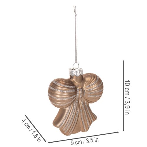 Glas-Weihnachtsanhänger Schleife zum Hängen 10 cm Braun 2er-Set | Floristik24.at