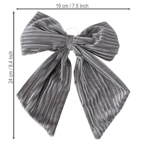 Dekoschleifen aus geripptem Samt 24 cm Grau und Olivgrün 2er-Set | Floristik24.at
