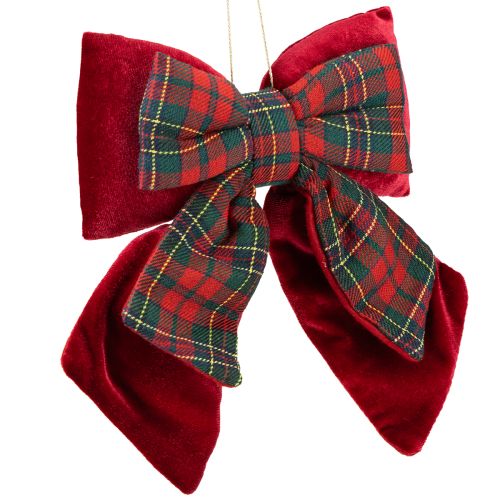 Schleife Rot Schottisch kariert Samtschleife indoor 21×23cm