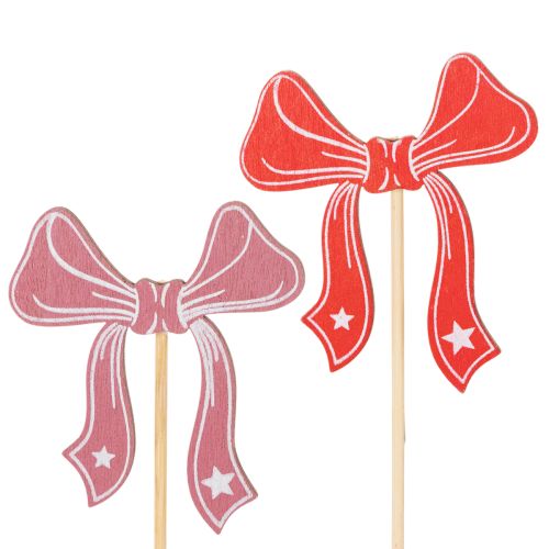 Deko-Schleife aus Holz auf Blumenstecker 32 cm, 12 Stück, Rot und Rosa bestellen | Floristik24.at