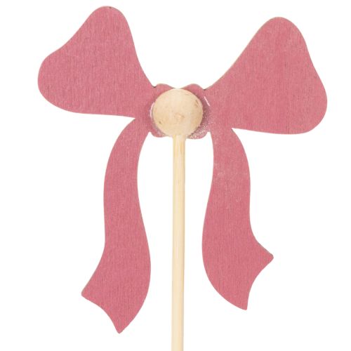 Deko-Schleife aus Holz auf Blumenstecker 32 cm, 12 Stück, Rot und Rosa | Floristik24.at