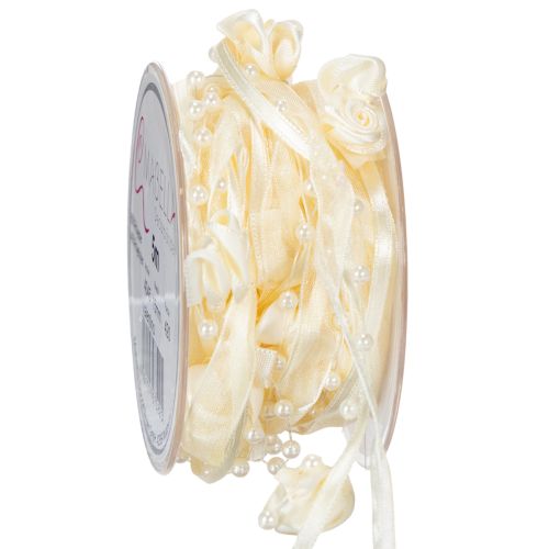Floristik24 Schleifenband Valentino Creme 15mm 5m