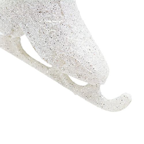 Floristik24 Dekoanhänger Schlittschuh Weiß mit Glitter 8cm 2St