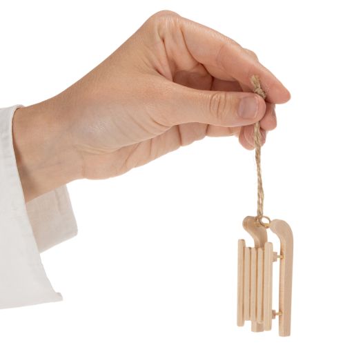 Deko-Schlitten aus Holz zum Aufhängen 6 cm 6er Set | Floristik24.at