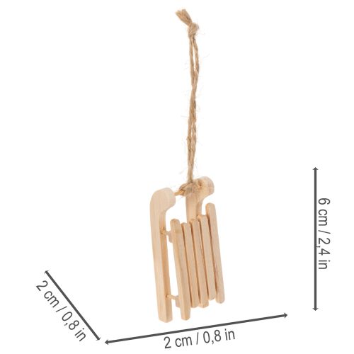 Deko-Schlitten aus Holz zum Aufhängen 6 cm 6er Set | Floristik24.at
