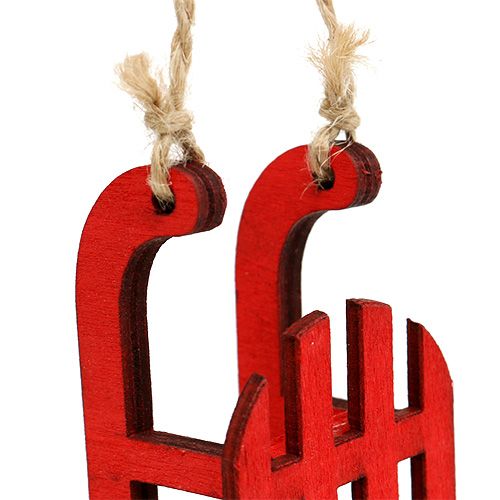 Floristik24 Schlitten zum Hängen Rot Holz 9cm 12St