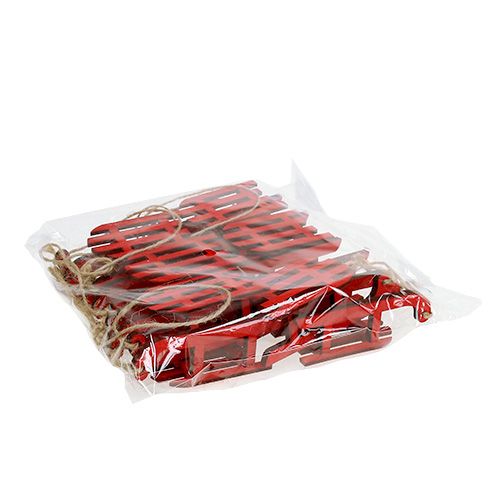 Floristik24 Schlitten zum Hängen Rot Holz 9cm 12St