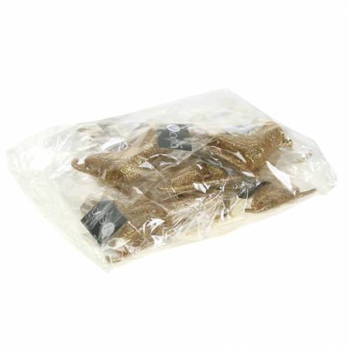 Floristik24 Christbaumschmuck Schlittschuh Gold, Glitzer 8cm 12St