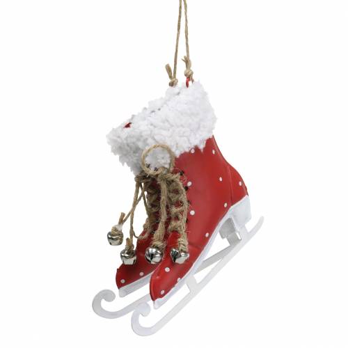 Floristik24 Christbaumschmuck Schlittschuhe zum Hängen Rot, Weiß 10,5×10cm