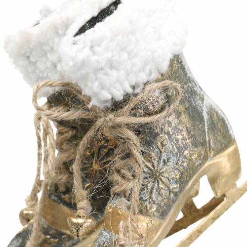 Floristik24 Schlittschuhe zum Hängen für den Weihnachtsbaum Golden, Weiß 11×10cm