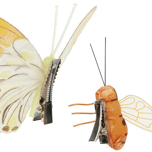 Floristik24 Schmetterling, Biene Deko am Clip 4cm - 8cm 9 St