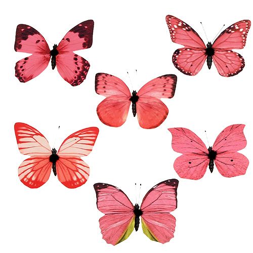 Floristik24 Schmetterling Pink am Clip 11cm 6St