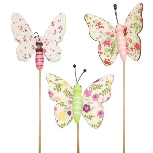 Floristik24 Schmetterling am Holzstab 5,5cm - 7cm 18 St
