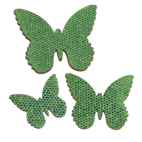 Floristik24 Streudeko Schmetterling Grün-Glitter  5/4/3cm 24St