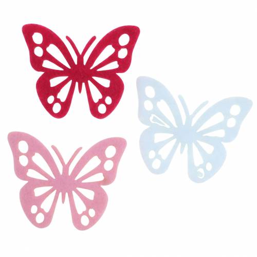 Floristik24 Filzschmetterling Tischdekoration Pink Weiß Rosa Sortiert 3,5x4,5cm 54St