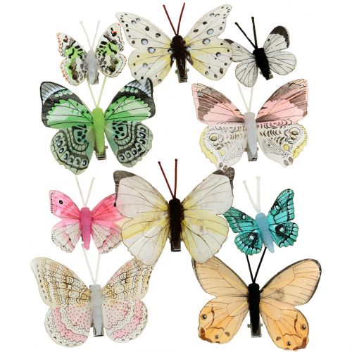 Floristik24 Deko Schmetterling am Clip sortiert 5cm - 8cm 10St